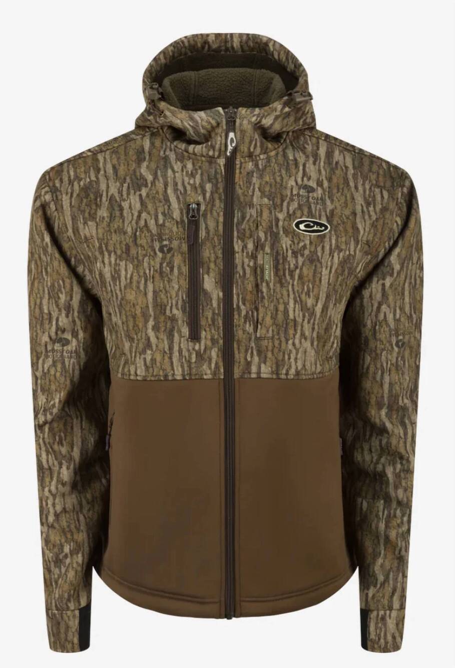 NEW DRAKE men's hole shot hooded windproof eqwader full zip jacket in camo